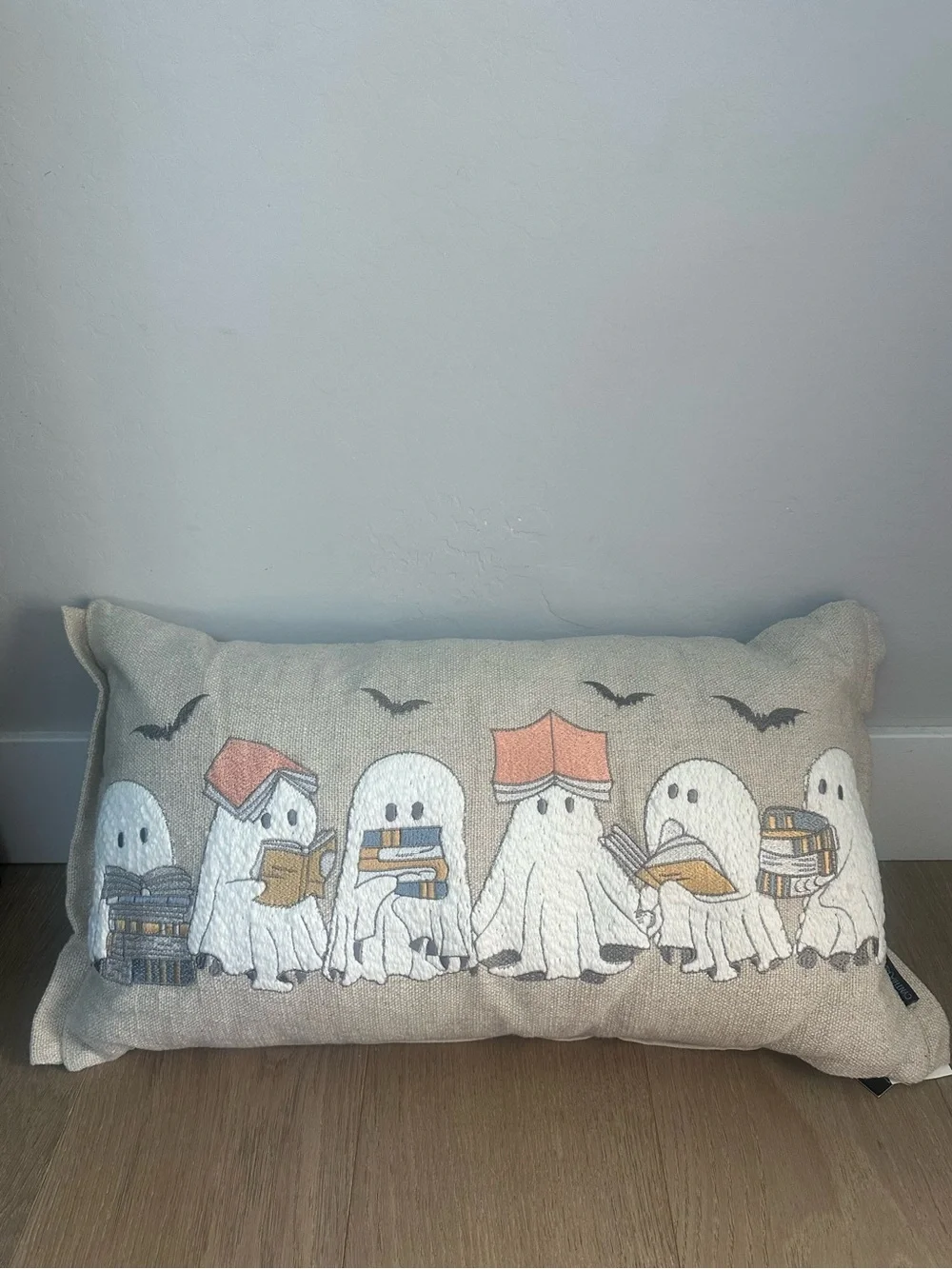 Cynthia Rowley Halloween Ghosts Reading Books 14x24 Embroidered Throw Pillow